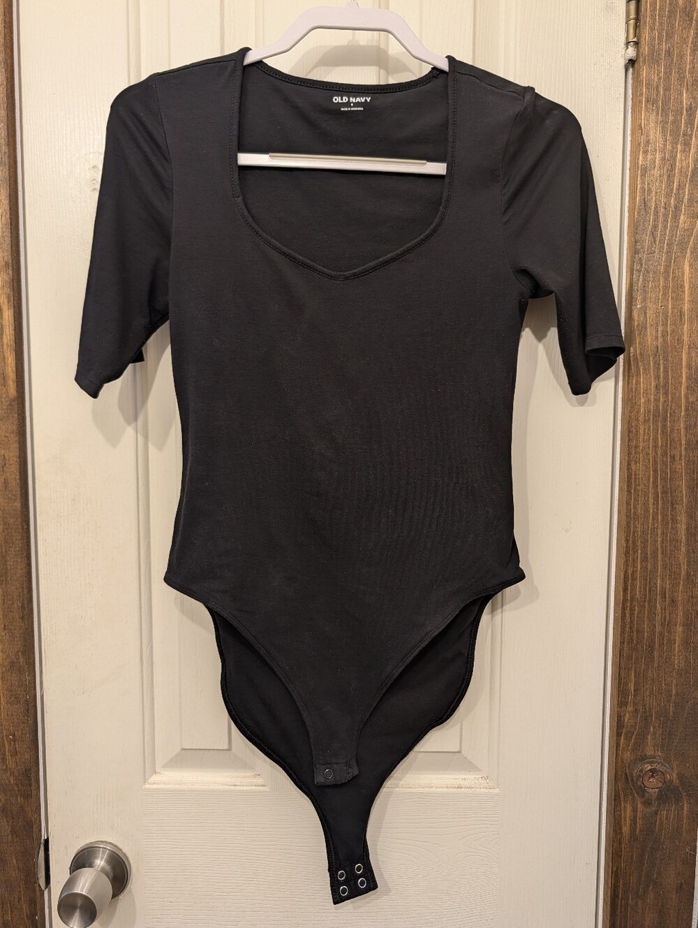 Black Old Navy T-Shirt Snap Bodysuit Women's Top Soft Cotton Size Small